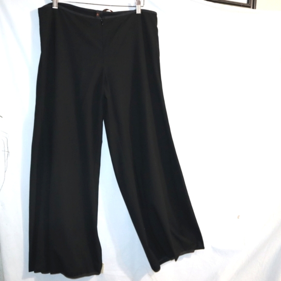 COP COPINE Black Wide leg Pant Hem Pleated Dress Pants - Picture 6 of 16
